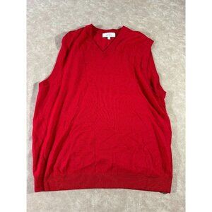 Turnburry Mens Extra Fine Merino Wool Sweater Vest V Neck‎ Soft Knit Red XL